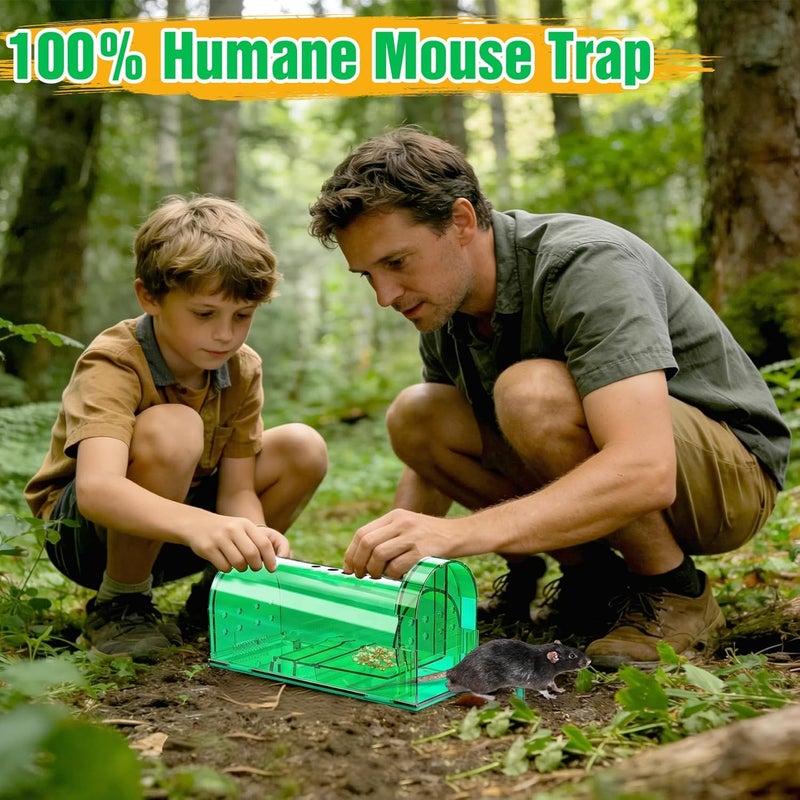 Wanqueen 4 Pcs Humane Mouse Traps Indoor for Home, Live Mouse Trap, Reusable Mice Trap Catcher for House & Outdoors - Image 4